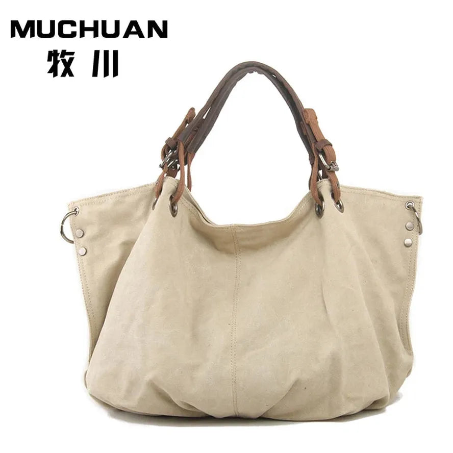 JMT-609866 Eco-Friendly Cotton Canvas Tote Handbag for Women - Size 32cm x 12cm x 38cm