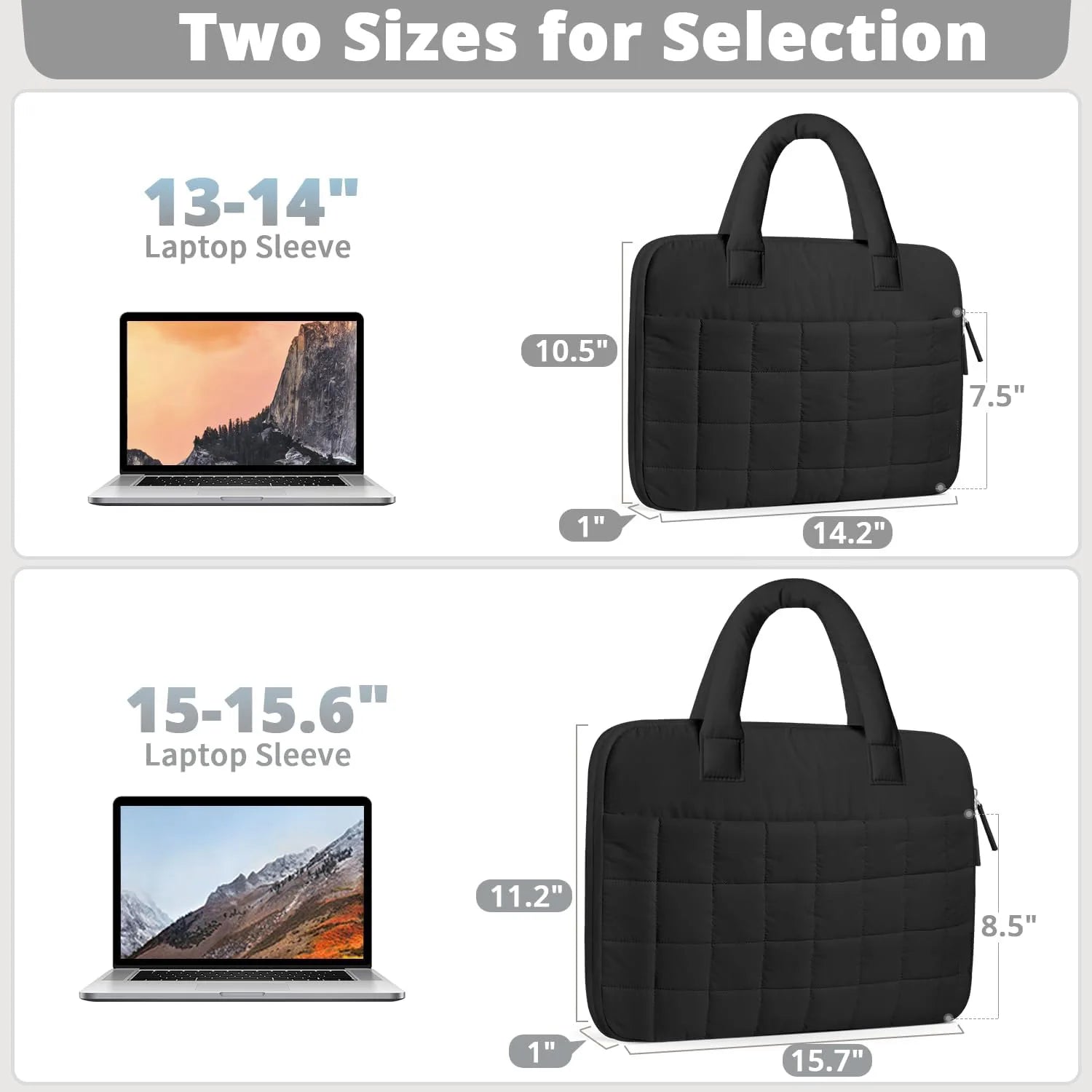 JMT-609994 Chic Quilted Puffer Laptop Sleeve Bag with Fluffy Puffy Sleeve Design