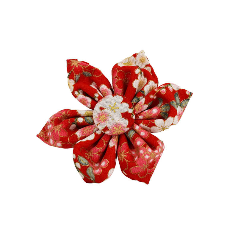 JMT-609994 Floral Design Dog Collar with Alloy Buckle and Leash Set, Includes Bow and Poop Bag