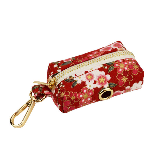 JMT-609994 Floral Design Dog Collar with Alloy Buckle and Leash Set, Includes Bow and Poop Bag