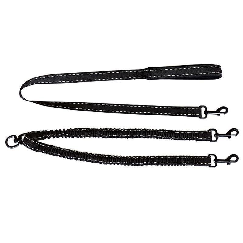 JMT-610186 Adjustable Double-Ended Traction Rope for Pet Walking - Black Nylon