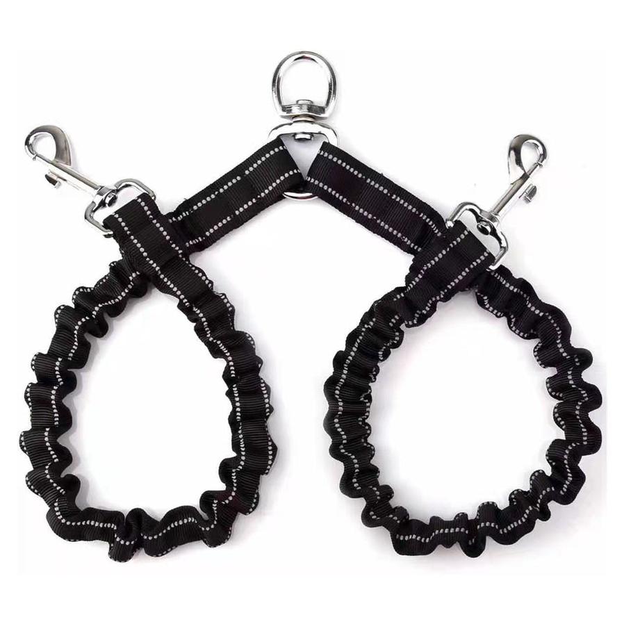 JMT-610186 Adjustable Double-Ended Traction Rope for Pet Walking - Black Nylon