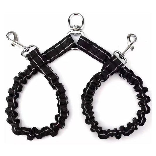 JMT-610186 Adjustable Double-Ended Traction Rope for Pet Walking - Black Nylon