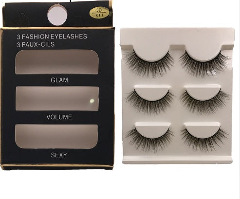 JMT-611594 3 Pairs Natural 3D Mink False Eyelashes - Long and Dramatic Lash Extensions for Eye Enhancement