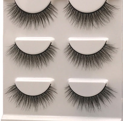 JMT-611594 3 Pairs Natural 3D Mink False Eyelashes - Long and Dramatic Lash Extensions for Eye Enhancement