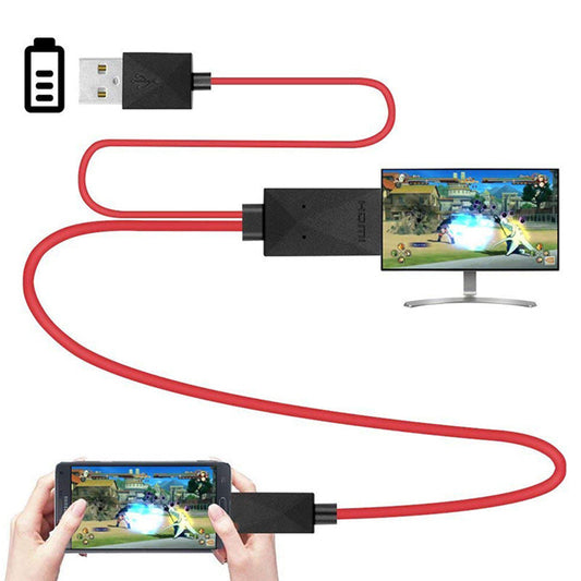 JMT-611658 Universal 11PIN HDMI Adapter Mobile Video Cable - 2m Length, Black/Red
