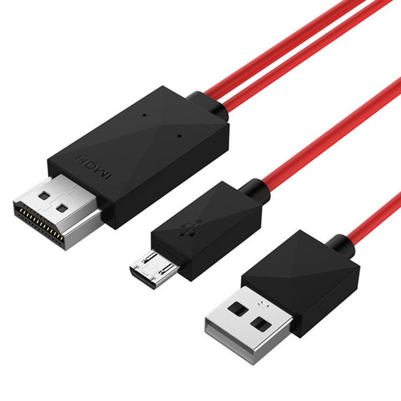 JMT-611658 Universal 11PIN HDMI Adapter Mobile Video Cable - 2m Length, Black/Red