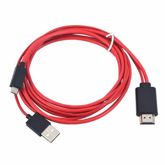 JMT-611658 Universal 11PIN HDMI Adapter Mobile Video Cable - 2m Length, Black/Red