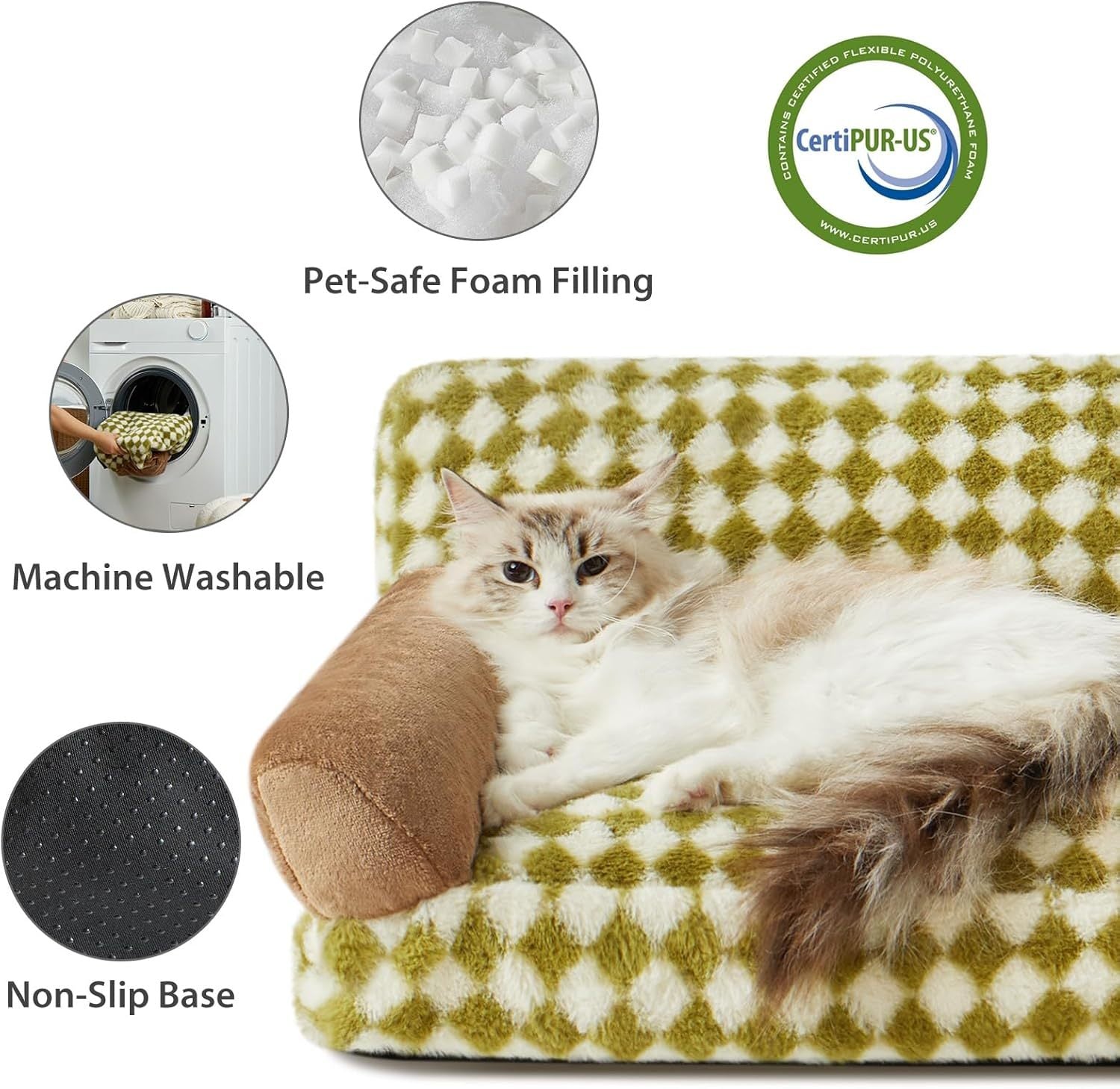 JMT-611786 Cozy Cat and Dog Sofa Bed with Non-Slip Base and Washable Cover for Small Pets