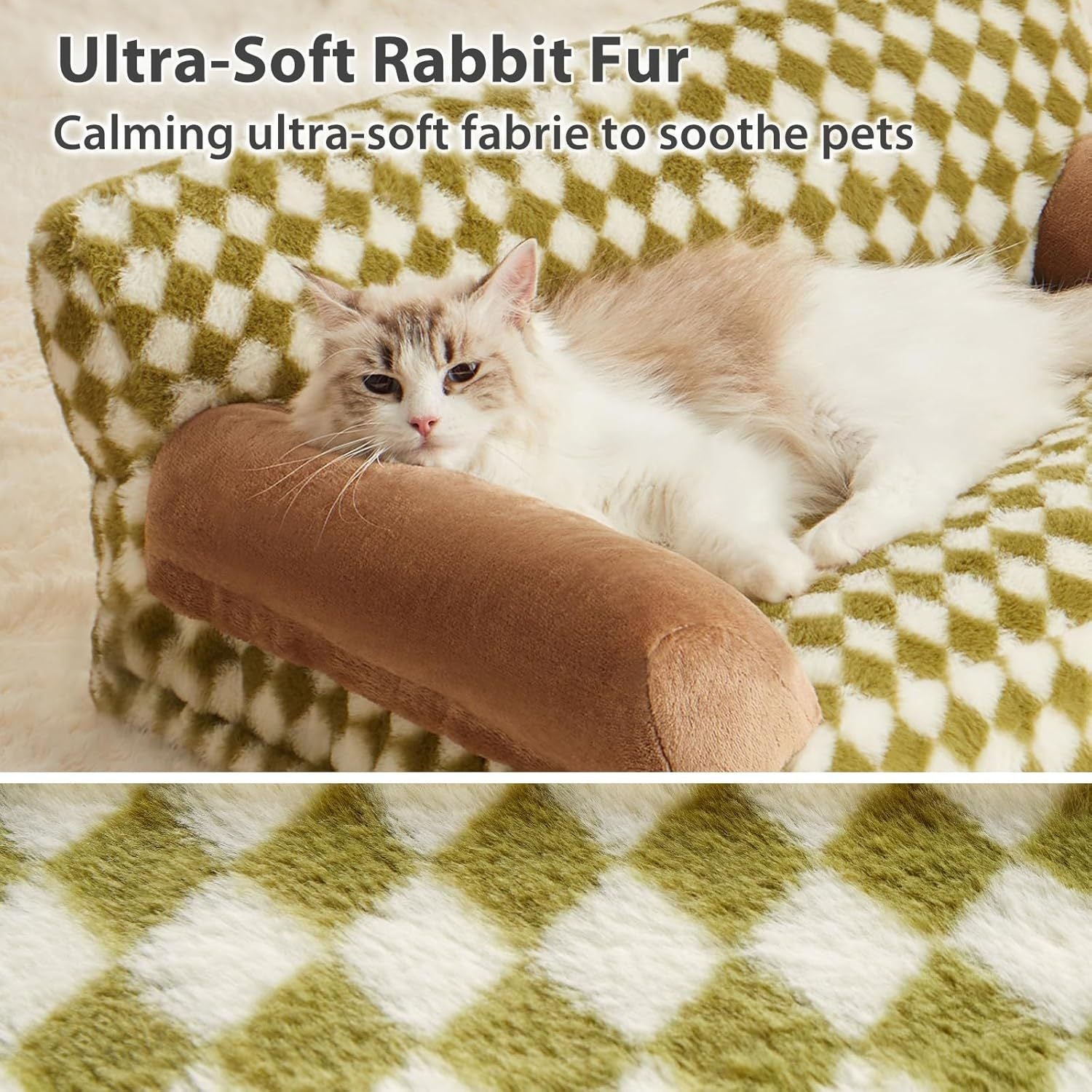 JMT-611786 Cozy Cat and Dog Sofa Bed with Non-Slip Base and Washable Cover for Small Pets