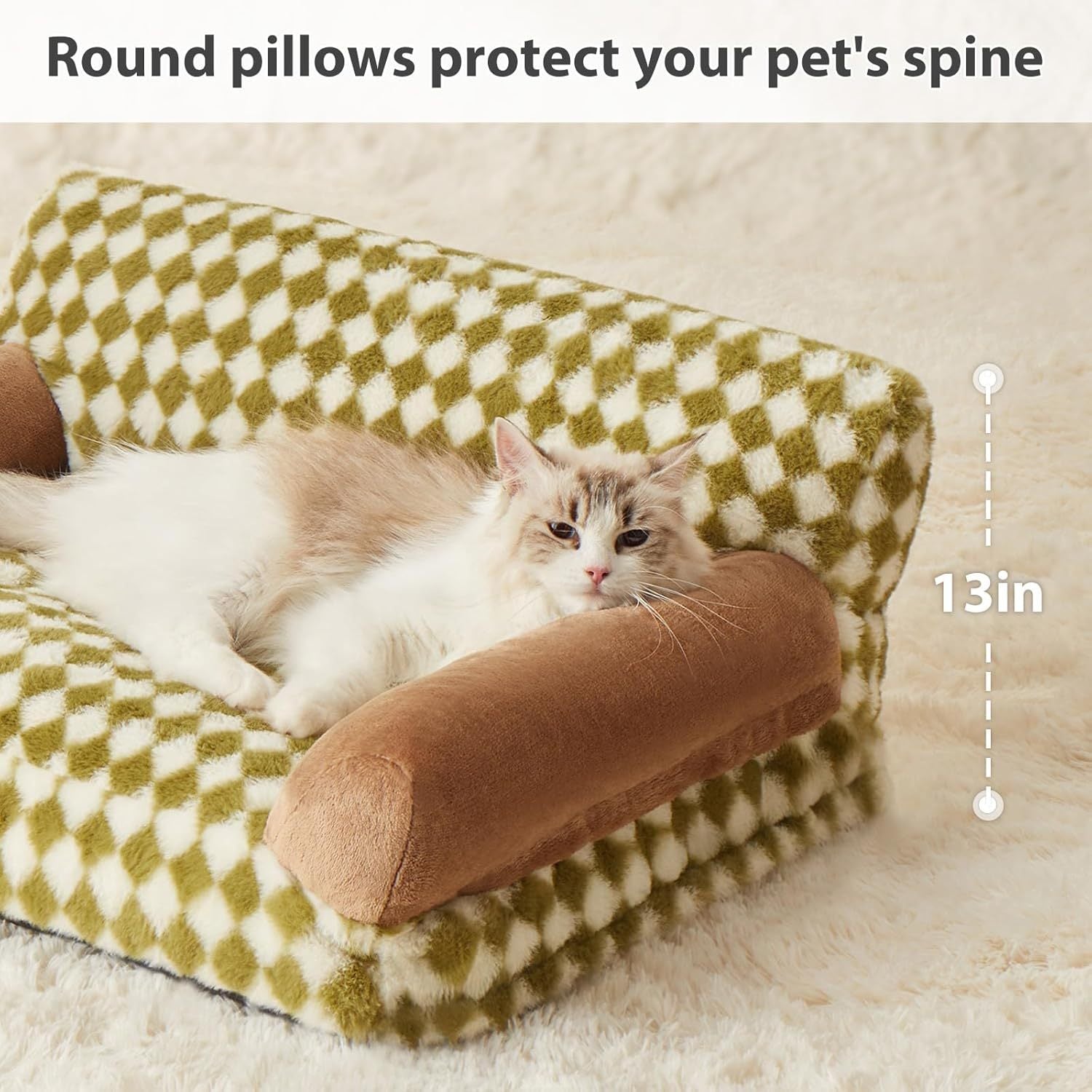 JMT-611786 Cozy Cat and Dog Sofa Bed with Non-Slip Base and Washable Cover for Small Pets
