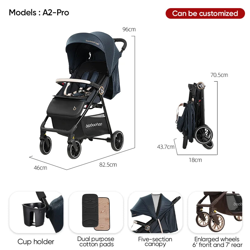 JMT-612618 Lightweight Travel Stroller for Airplane, Ultra Compact Folding Pushchair with Single Lever Handle