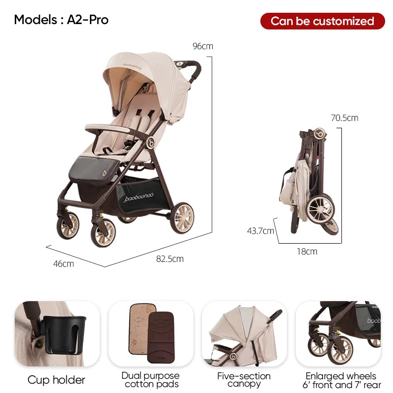 JMT-612618 Lightweight Travel Stroller for Airplane, Ultra Compact Folding Pushchair with Single Lever Handle