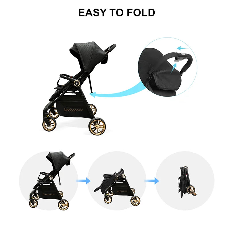 JMT-612618 Lightweight Travel Stroller for Airplane, Ultra Compact Folding Pushchair with Single Lever Handle