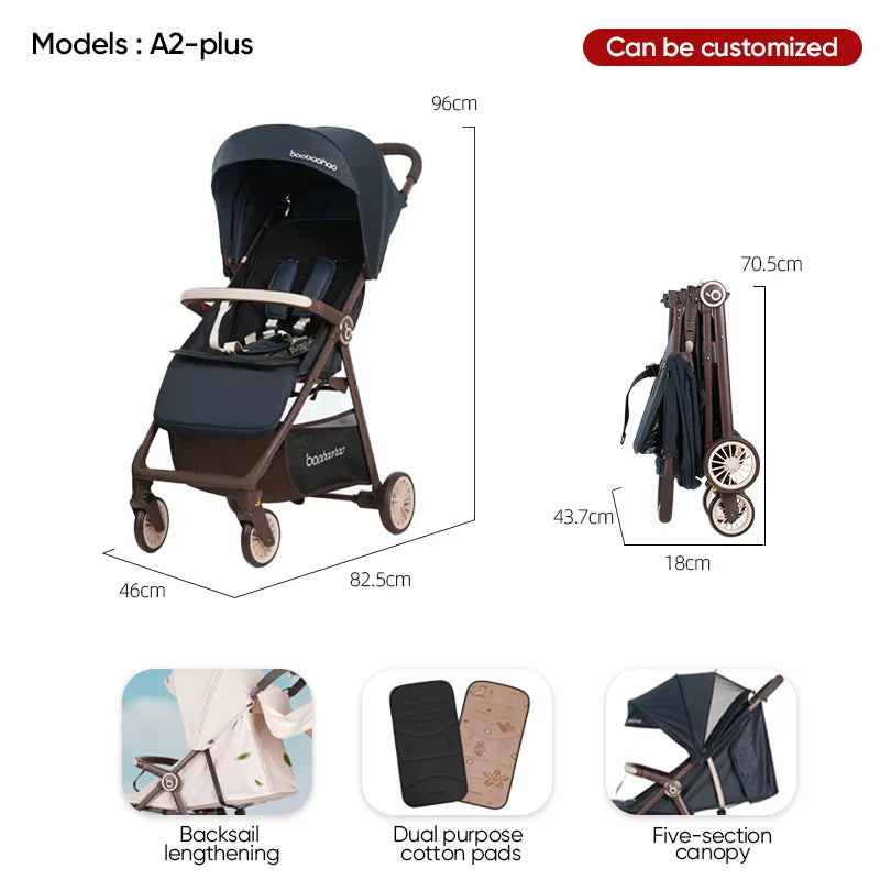 JMT-612618 Lightweight Travel Stroller for Airplane, Ultra Compact Folding Pushchair with Single Lever Handle