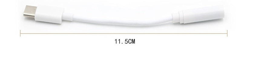 JMT-612810 Type-C to 3.5mm Audio Cable for Universal Headphones - 11.5cm Length, White, PVC Wire with ABS Shell