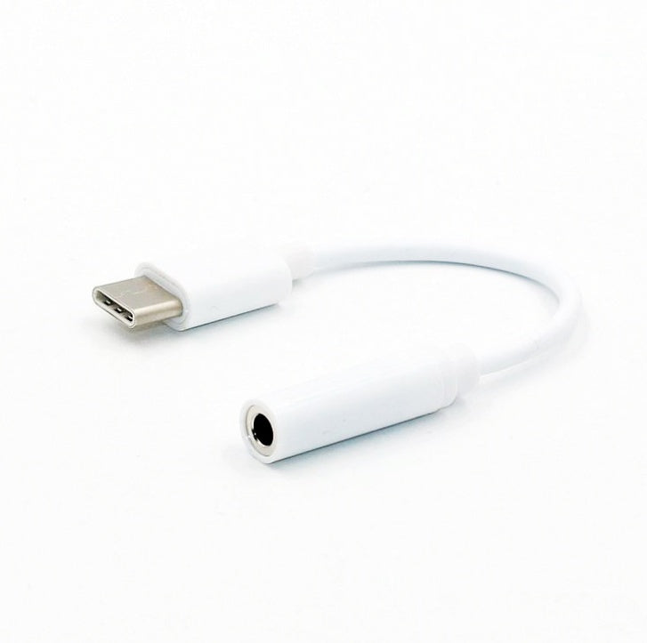 JMT-612810 Type-C to 3.5mm Audio Cable for Universal Headphones - 11.5cm Length, White, PVC Wire with ABS Shell