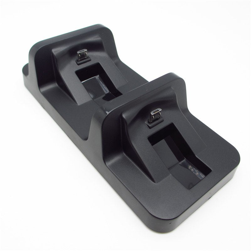 JMT-612938 Dual USB Charging Dock Station for PS4 Controllers - Wireless Charger with 500mA Charging Current, Black Finish