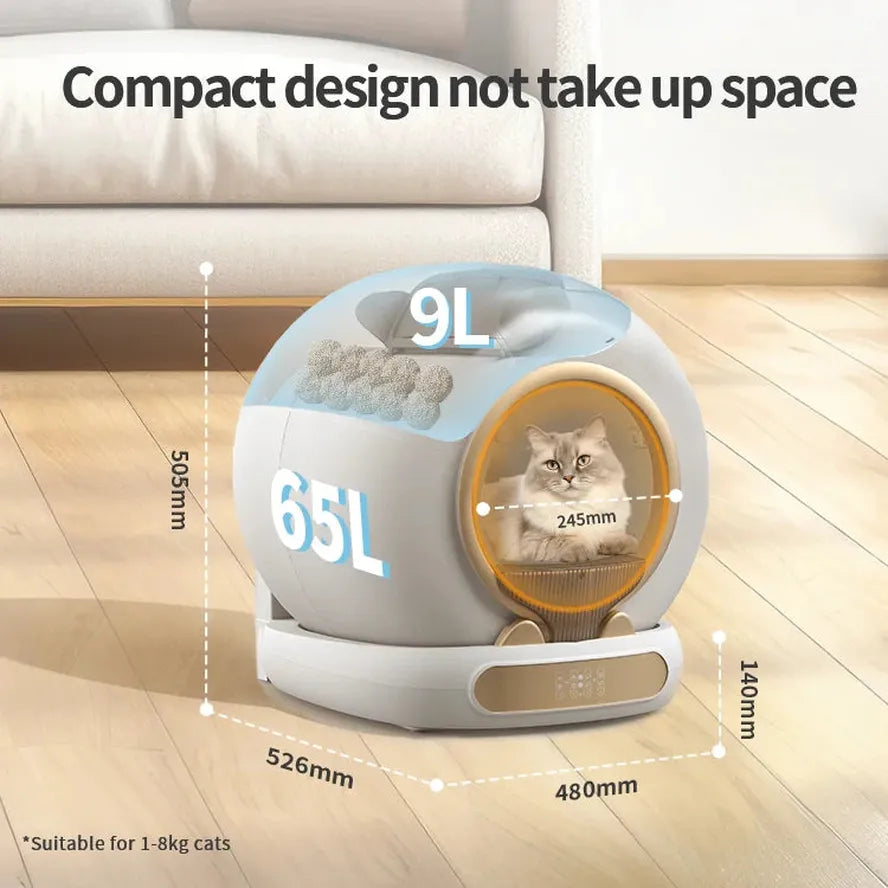 JMT-613002 Automatic Self-Cleaning Cat Litter Box with 65L Capacity and Smart WiFi Features for Multiple Cats