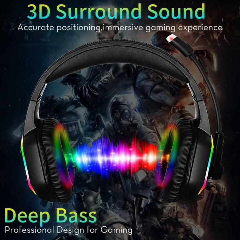 JMT-613130 RGB Lighting Effect Gaming Headset with 7.1 Surround Sound and Omnidirectional Microphone
