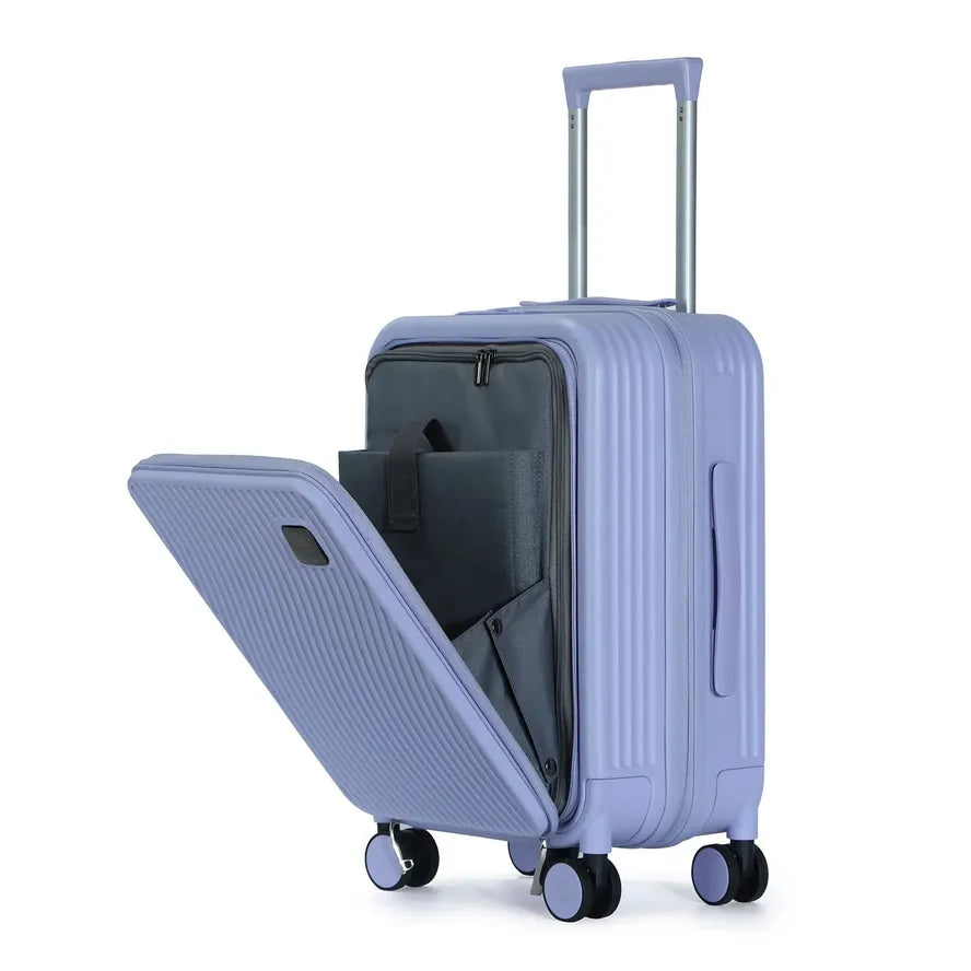 JMT-613194 Lightweight ABS PC Aluminium Trolley Case with Laptop Compartment and Spinner Wheels for Travel