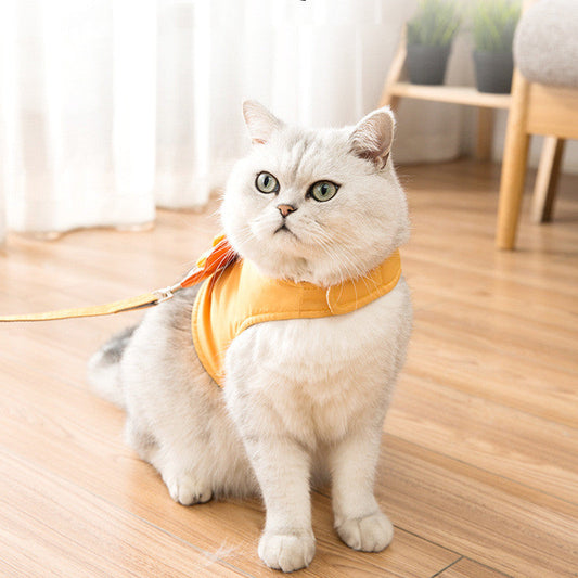 JMT-613258 Cute Animal-Shaped Vest Traction Rope for Cats - Durable Polyester Walking Harness