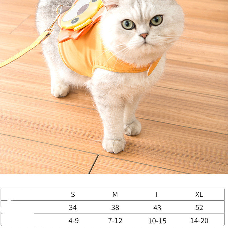 JMT-613258 Cute Animal-Shaped Vest Traction Rope for Cats - Durable Polyester Walking Harness