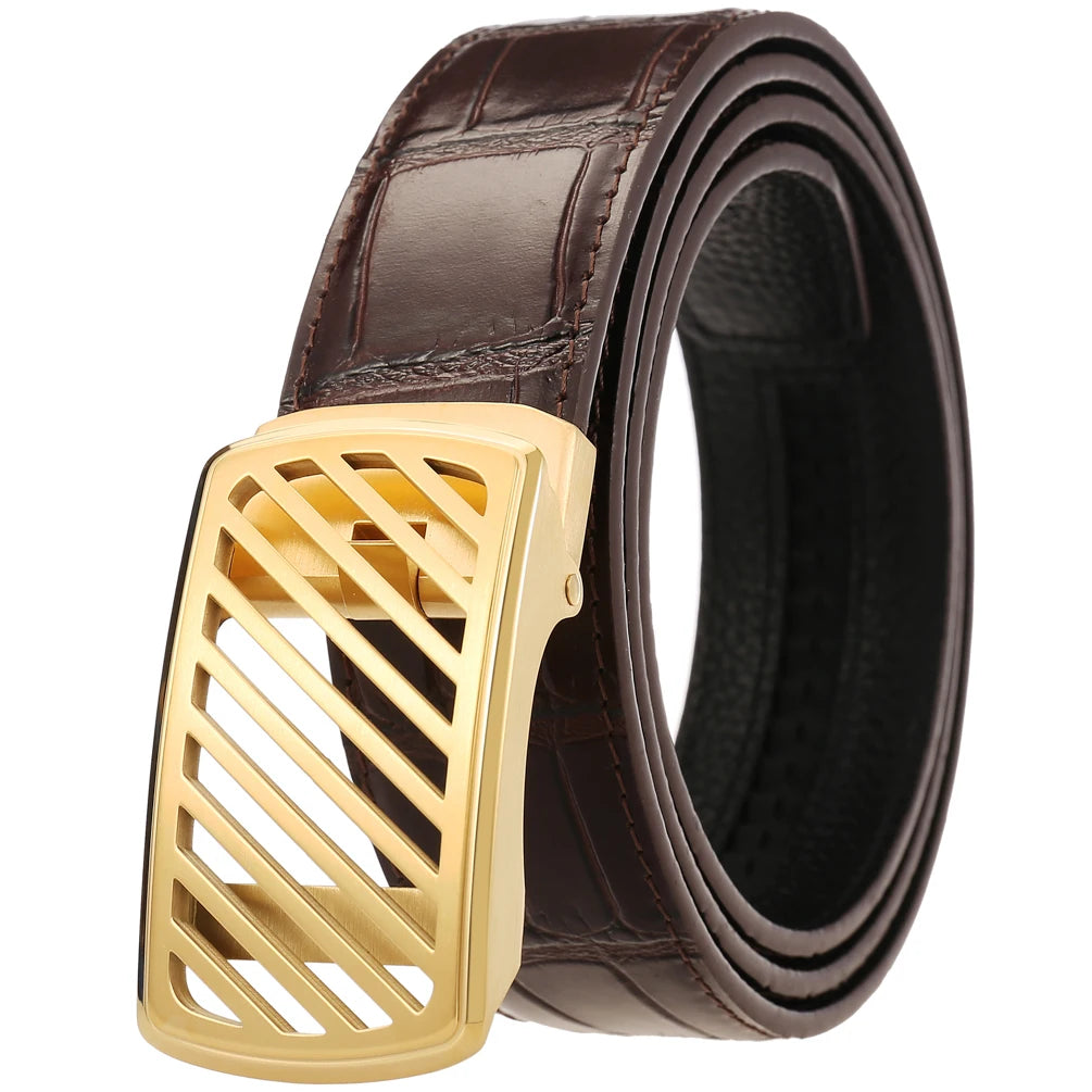 JMT-613386 Luxury Men's Business Belt with Steel Buckle, Model LY36-61462-8