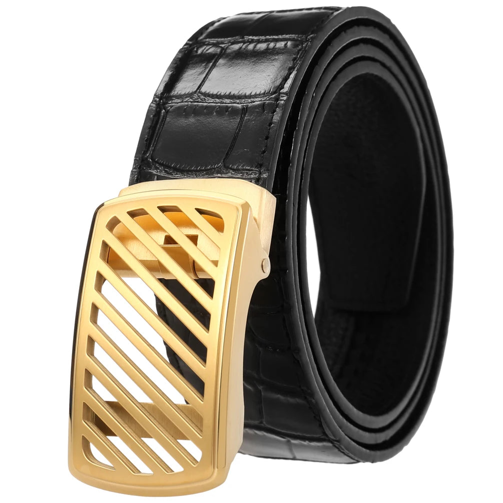 JMT-613386 Luxury Men's Business Belt with Steel Buckle, Model LY36-61462-8