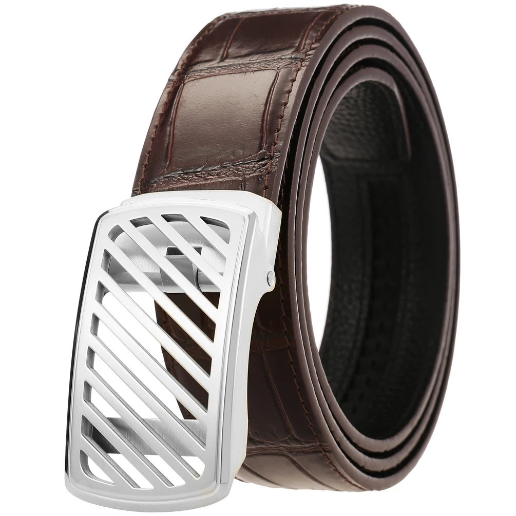 JMT-613386 Luxury Men's Business Belt with Steel Buckle, Model LY36-61462-8