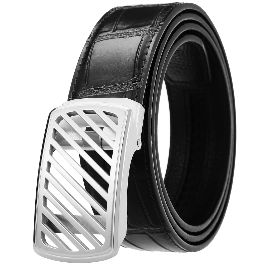 JMT-613386 Luxury Men's Business Belt with Steel Buckle, Model LY36-61462-8