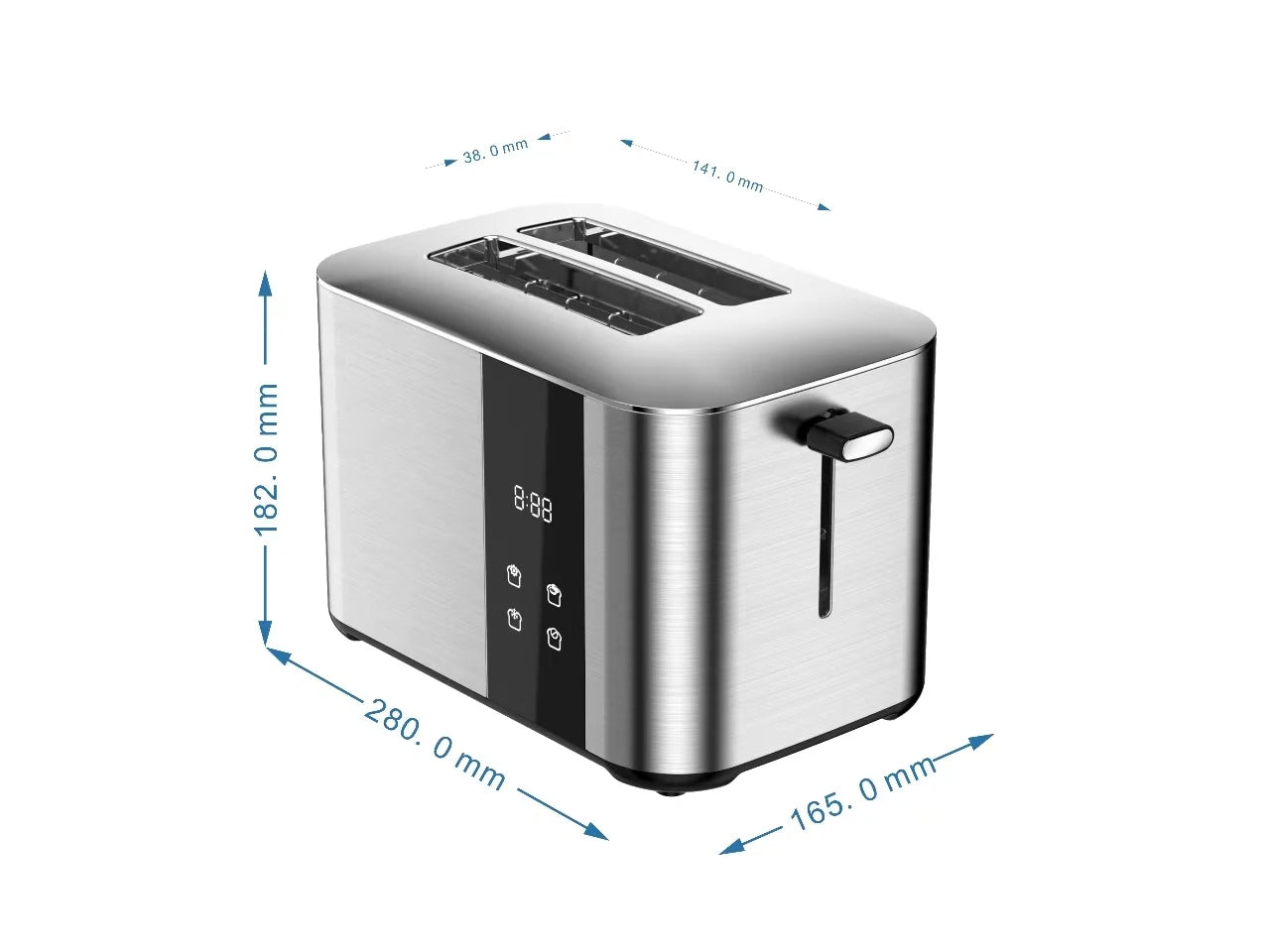 JMT-613578 Digital Touch Screen 2-Slice Toaster with Adjustable Settings