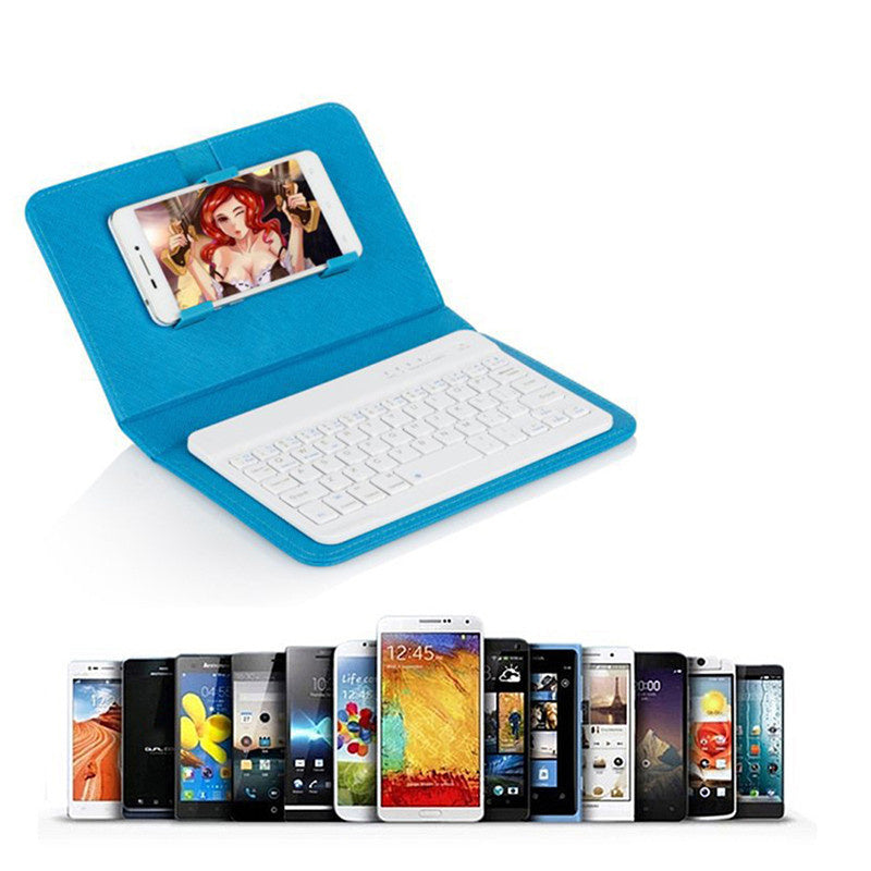JMT-613642 Bluetooth Keyboard Holster for Mobile Phones, Universal Leather Case with Stand Function, Compatible with 4.5-6.8 Inch Devices