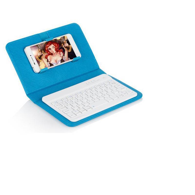 JMT-613642 Bluetooth Keyboard Holster for Mobile Phones, Universal Leather Case with Stand Function, Compatible with 4.5-6.8 Inch Devices