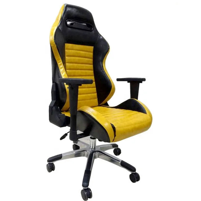 JMT-614538 High Back Office Gaming Chair with Adjustable Height - Aluminium Frame and PU/Real Leather, High Density Foam