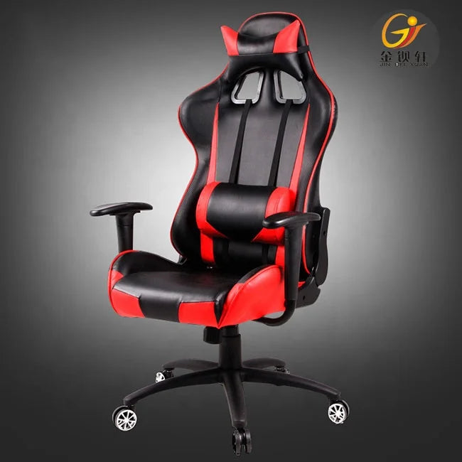 JMT-614538 High Back Office Gaming Chair with Adjustable Height - Aluminium Frame and PU/Real Leather, High Density Foam