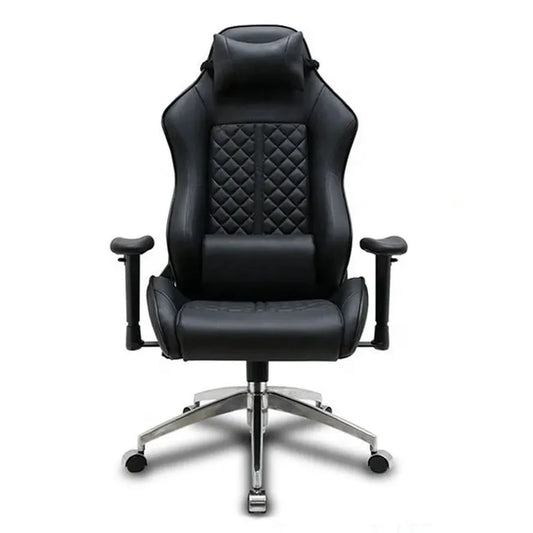 JMT-614538 High Back Office Gaming Chair with Adjustable Height - Aluminium Frame and PU/Real Leather, High Density Foam