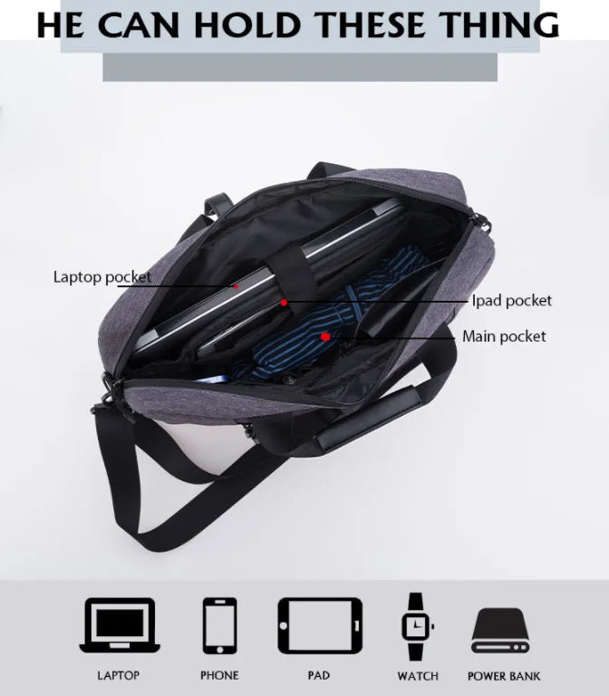JMT-614602 Men's Casual Laptop Messenger Bag - Durable Nylon Crossbody Shoulder Briefcase