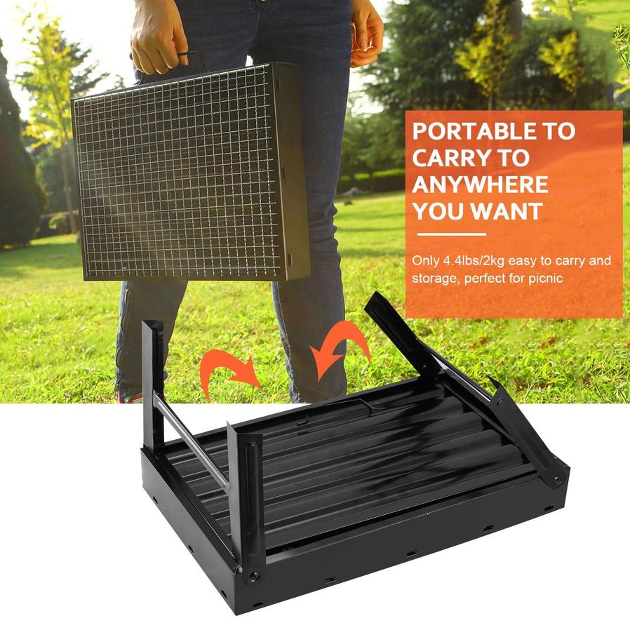 JMT-614666 Portable Foldable Charcoal BBQ Grill for Camping, Picnics, and Garden Use