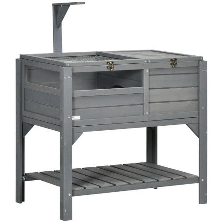 JMT-614794 Reptile Storage Shelf with Light Support Frame and Weather Protection, Grey