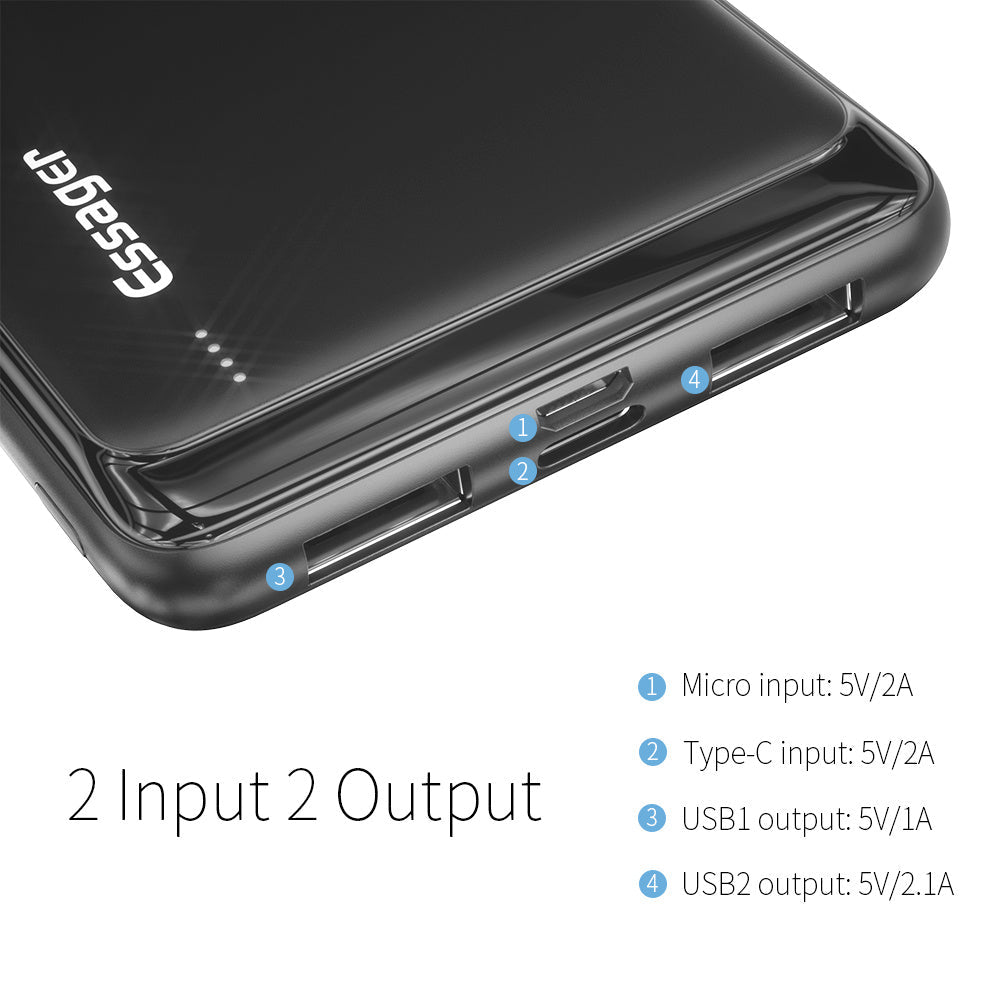 JMT-615114 10000mAh Portable Power Bank with Dual Inputs and Outputs, Multiple Protection Features, Compact Design