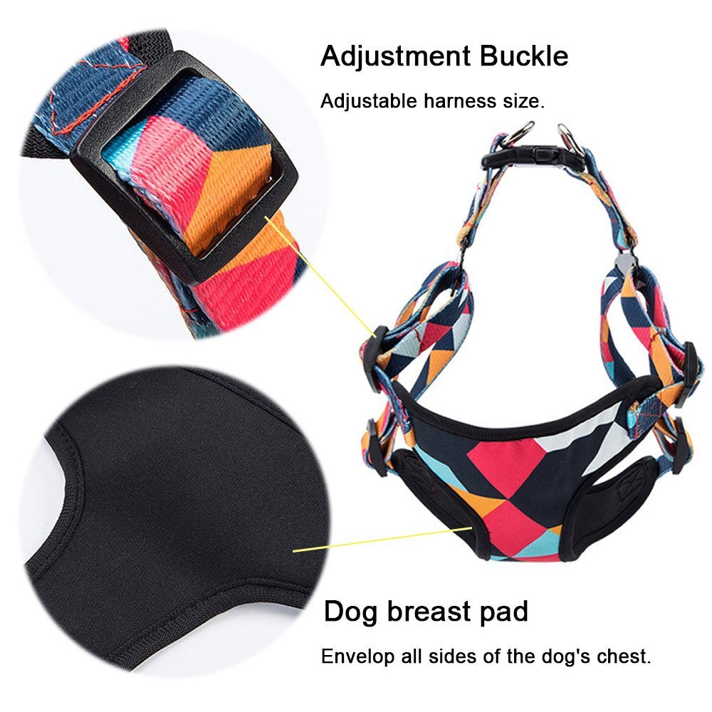 JMT-615114 Adjustable Nylon Chest Harness for Medium and Large Dogs with Padded Comfort and Sturdy Metal Clasp