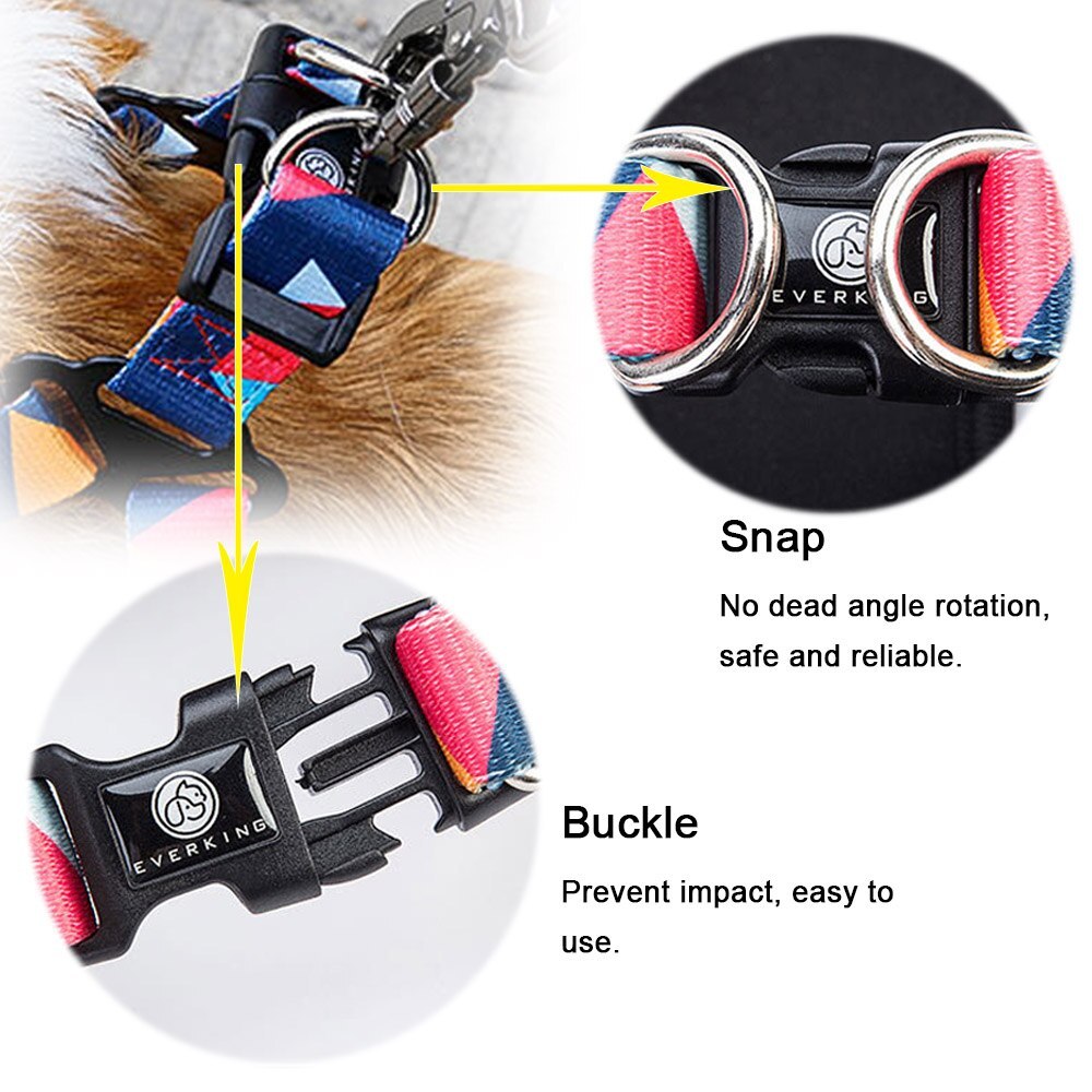 JMT-615114 Adjustable Nylon Chest Harness for Medium and Large Dogs with Padded Comfort and Sturdy Metal Clasp