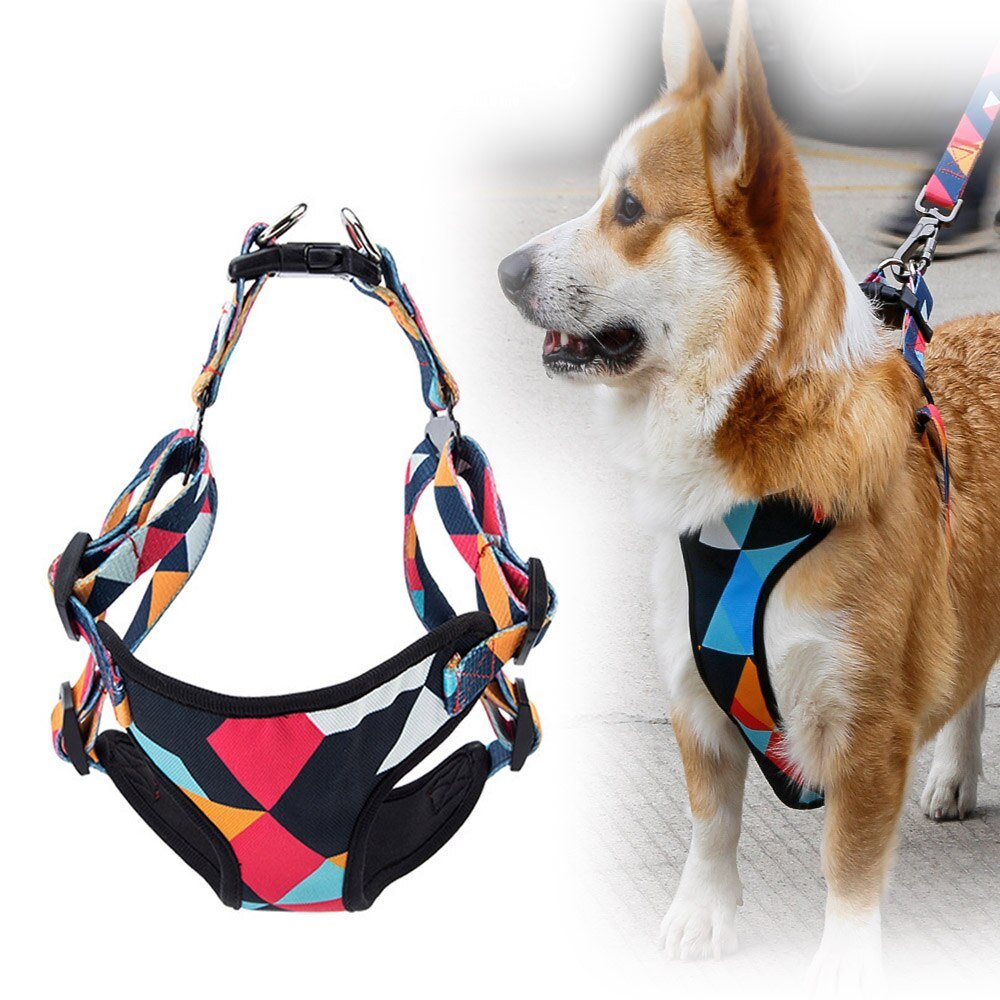 JMT-615114 Adjustable Nylon Chest Harness for Medium and Large Dogs with Padded Comfort and Sturdy Metal Clasp