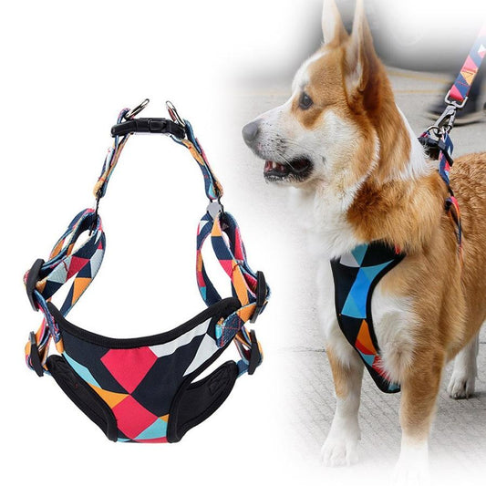 JMT-615114 Adjustable Nylon Chest Harness for Medium and Large Dogs with Padded Comfort and Sturdy Metal Clasp