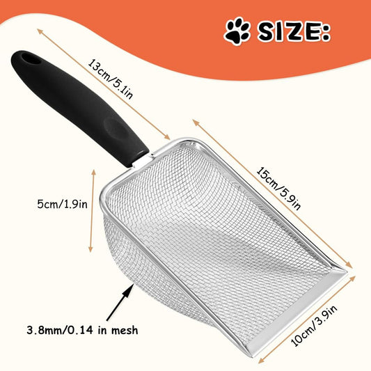 JMT-615754 Stainless Steel Cat Litter Scoop with Small Mesh Design for Easy Cleaning and Ergonomic Handle