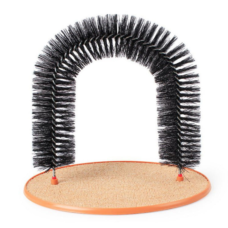 JMT-615946 Arched Cat Grooming and Scratching Station with Built-in Brush for Self-Grooming and Itch Relief