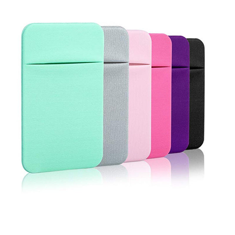 JMT-616266 Lycra Mobile Phone Back Sticker Card Holder - 58x88mm with Strong Adhesive in Green, Pink, Blue, Grey