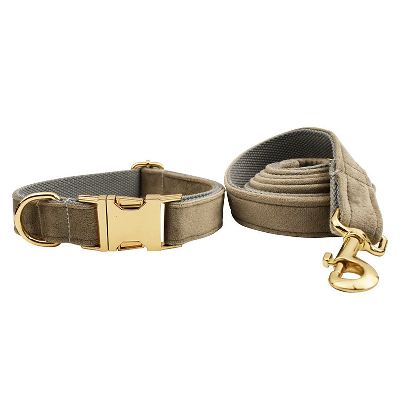 JMT-616266 Velvet Pet Collar with Adjustable Traction Rope and Bow Tie, Available in Multiple Sizes