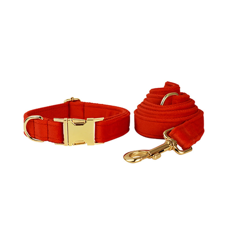 JMT-616266 Velvet Pet Collar with Adjustable Traction Rope and Bow Tie, Available in Multiple Sizes